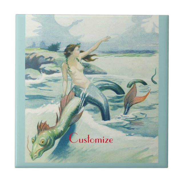 Mermaid Riding Sea Serpent Thunder_Cove  Tile (Front)