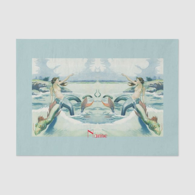 Mermaid Riding Sea Serpent Thunder_Cove   Tissue Paper (Front)