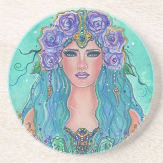 Mermaid Rose in the sea art by Renee Lavoie  Coaster