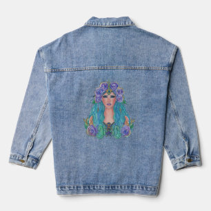 Mermaid Rose in the sea art by Renee Lavoie  Denim Jacket
