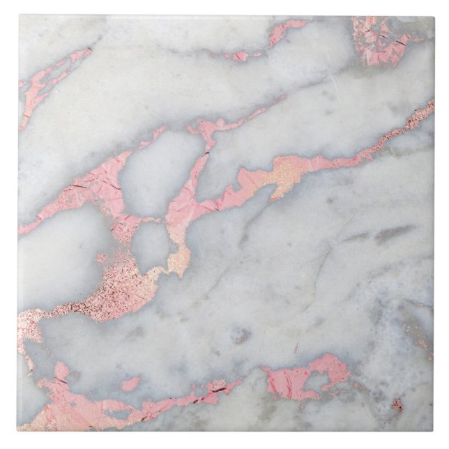 Mermaid Rosegold Glitter Marble Tile (Front)