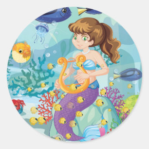 Mermaid round stickers