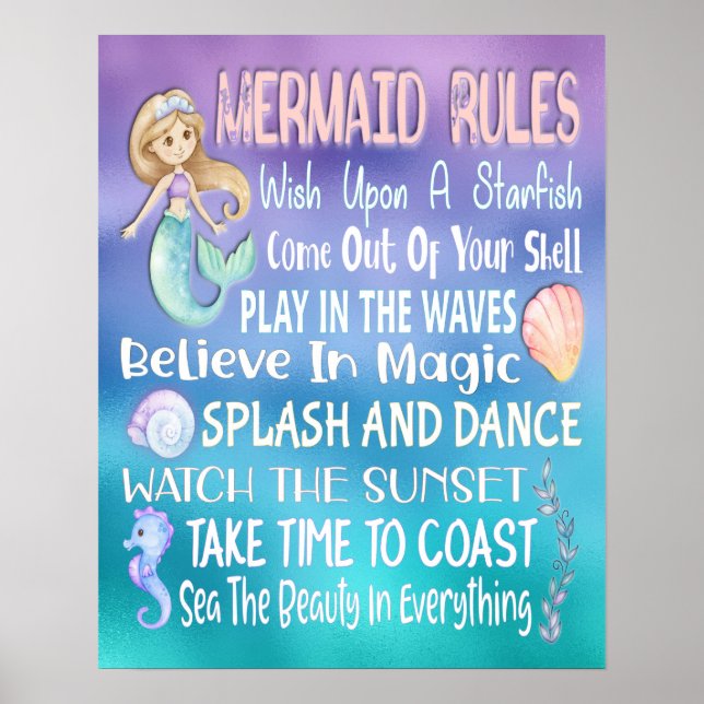 Mermaid Rules Wall Art - 16x20 Poster (Front)