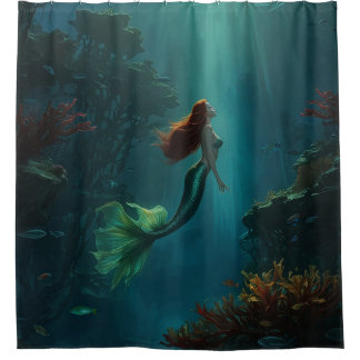 Mermaid’s Dream Fantasy Art Underwater Scene Shower Curtain