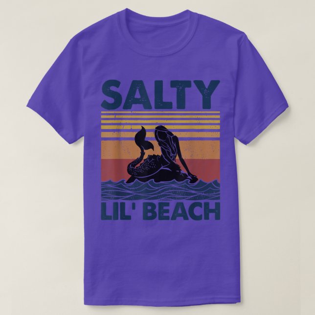 Mermaid Salty Lil' Beach Vintage Funny T-Shirt (Design Front)