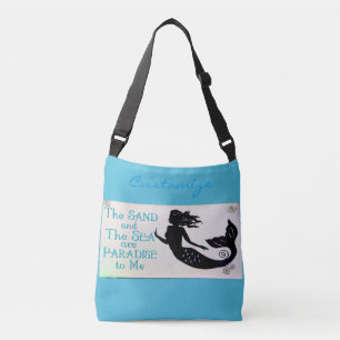 mermaid sand and sea blue crossbody bag