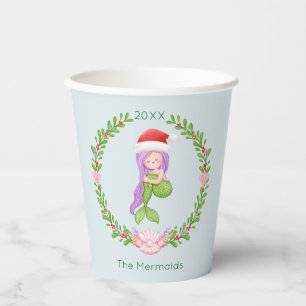 Mermaid Santa Christmas  Paper Cups