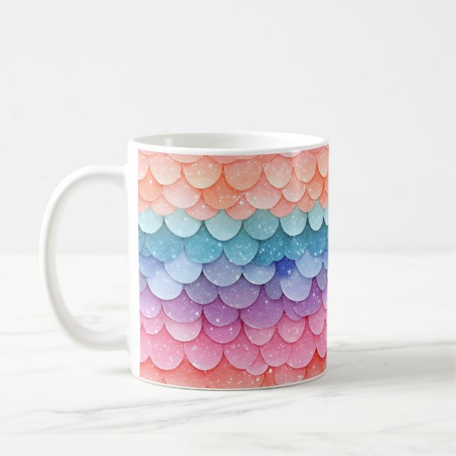 Mermaid Scale Colourful Pattern Coffee Mug (Left)