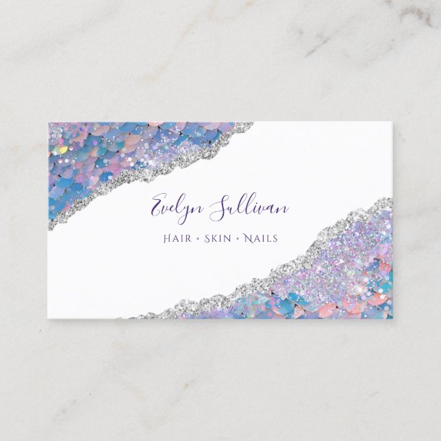 Mermaid Scale Glitter Sequin Business Card (Front)
