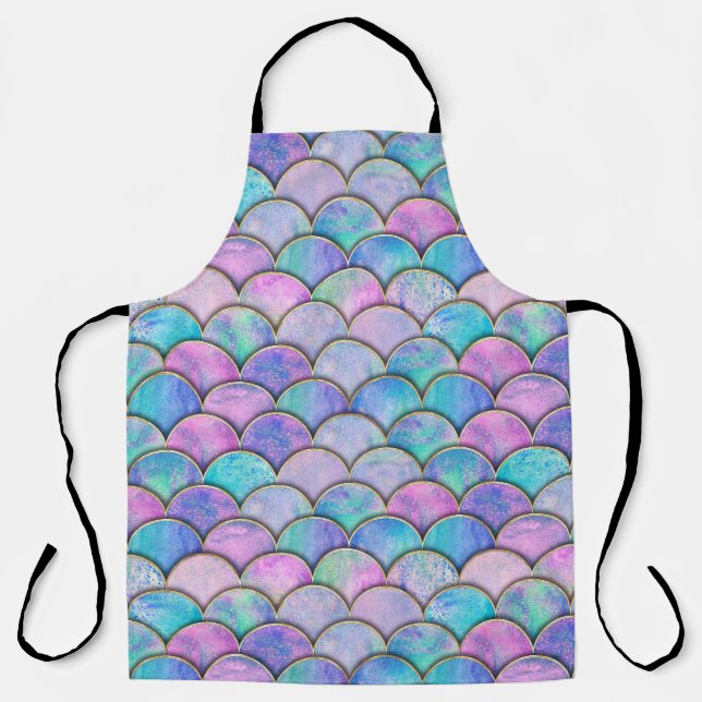 Mermaid Scale Japanese Watercolor Pattern Apron (Front)