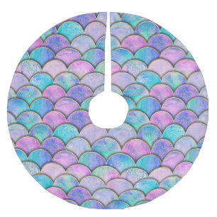 Mermaid Scale Japanese Watercolor Pattern Brushed Polyester Tree Skirt