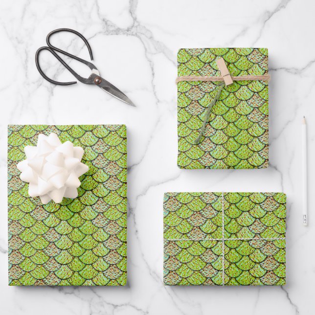 Mermaid Scale Pattern Wrapping Paper Sheet (Front)