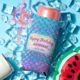 mermaid scale seltzer can cooler
