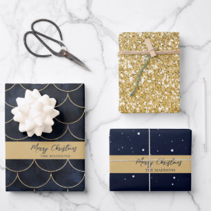 Mermaid Scales and Gold Glitter Wrapper Paper