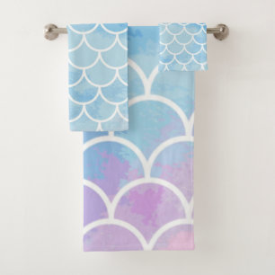 Mermaid Scales Beachy Beach House Mermaid Bathroom Bath Towel Set