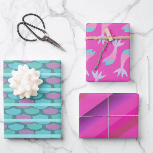 Mermaid Scales Colourful Bright Pink  Wrapping Paper Sheet