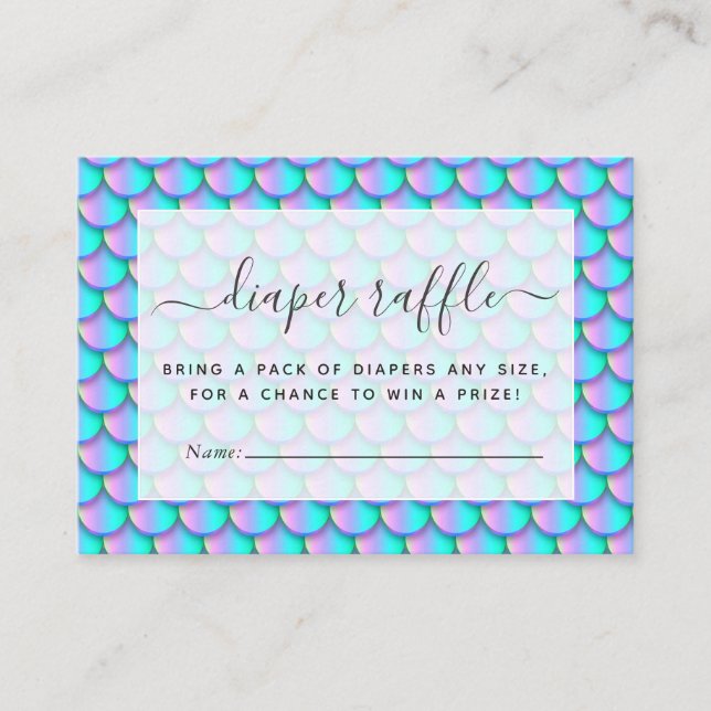 Mermaid Scales Diaper Raffle Enclosure Card (Front)