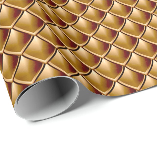 Mermaid Scales Dragon Gold Metallic Elegant Wrapping Paper (Roll Corner)