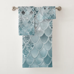 Mermaid Scales Glam #13 (Faux Glitter) #decor #art Bath Towel Set