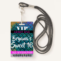 Mermaid Scales Glitter Party Sweet 16 VIP Pass