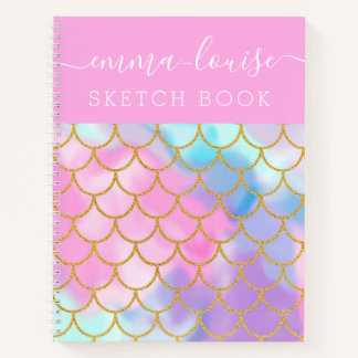Mermaid Scales Gold Glitter Pattern Sketch Book