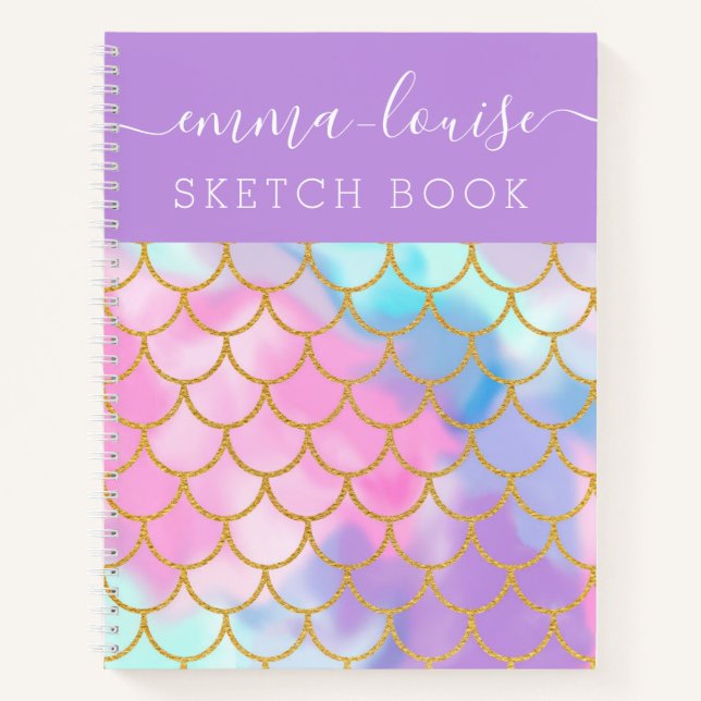 Mermaid Scales Gold Glitter Sketch Book (Front)