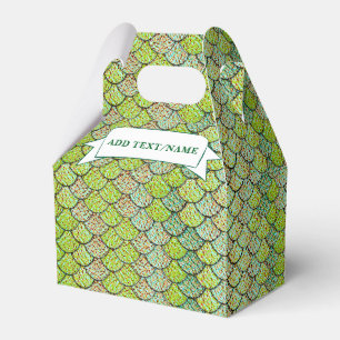 Mermaid Scales Green Pattern Custom Name Favour Box
