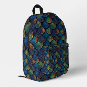 Mermaid Scales Iridescent Dragon Scale  Printed Backpack