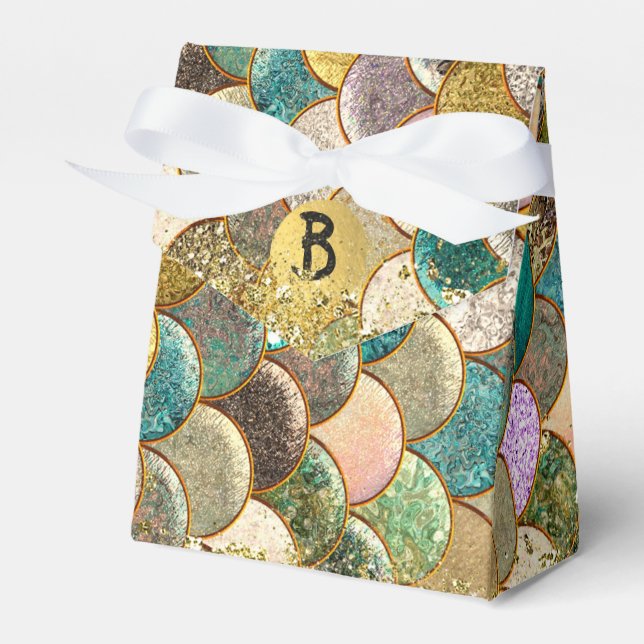 Mermaid Scales Multi Colour Glitter Glam Party Favour Box (Front Side)