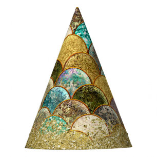 Mermaid Scales Multi Colour Gold Birthday Party Hat