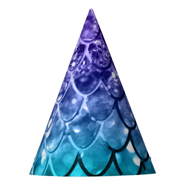 Mermaid Scales on Unicorn Girls Glitter #19 Party Hat (Front)