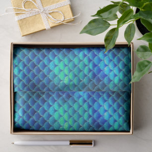 Mermaid Scales Pattern Blue ID600 Tissue Paper