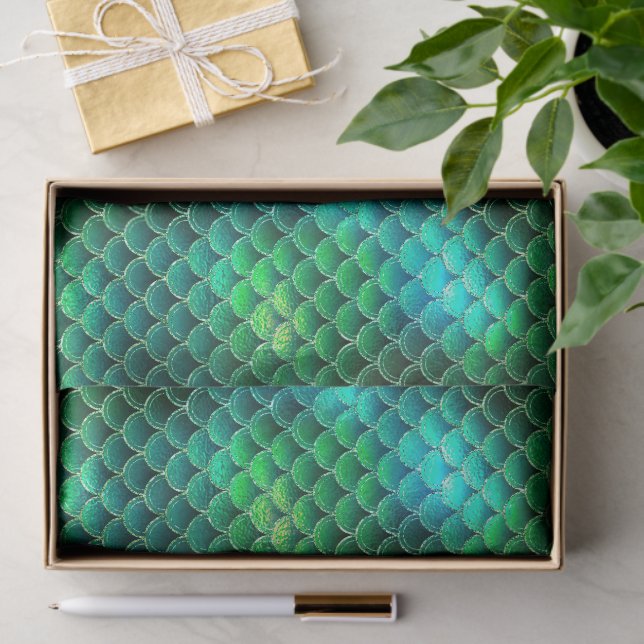 Mermaid Scales Pattern Green ID600 Tissue Paper (Gift)
