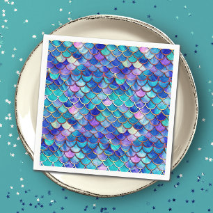 Mermaid Scales Pattern Little Girls Birthday Party Napkin