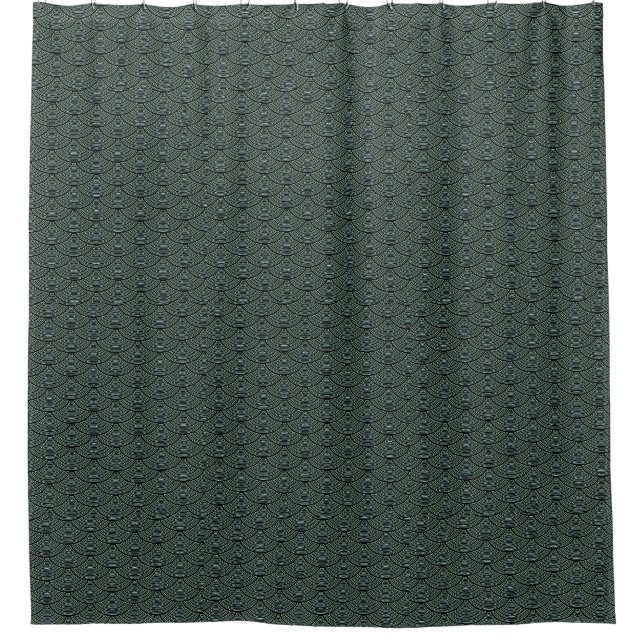 mermaid scales pattern Thunder_Cove black/grey Shower Curtain (Front)