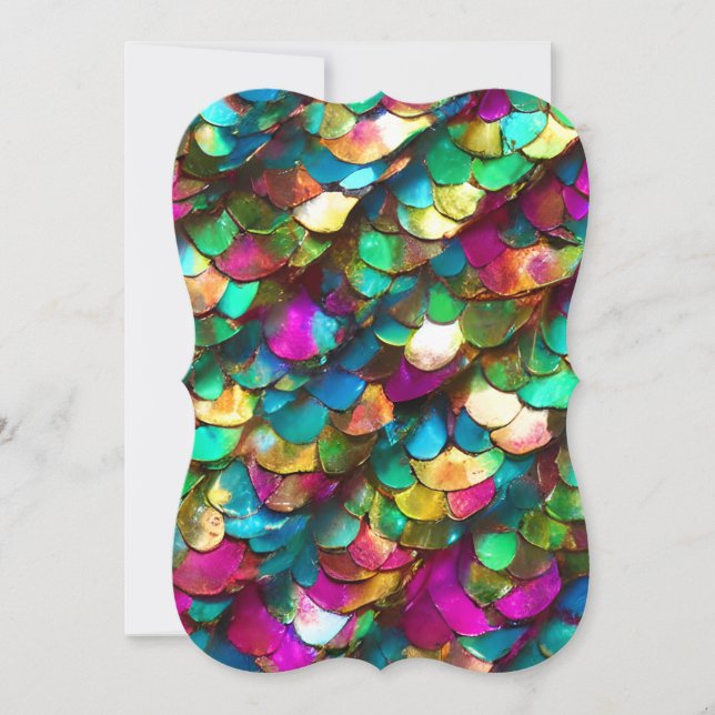 Mermaid Scales Pearled Diamond Mixed Media Graphic Card (Front)
