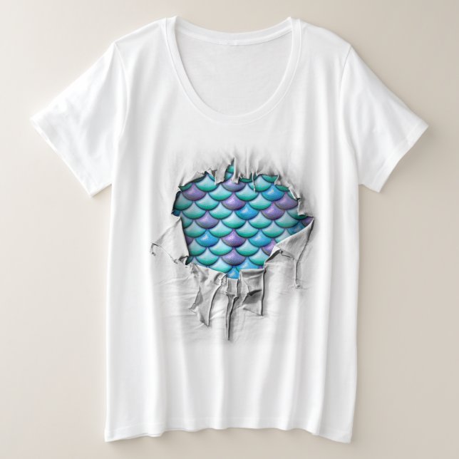 Mermaid Scales Plus Size T-Shirt (Design Front)