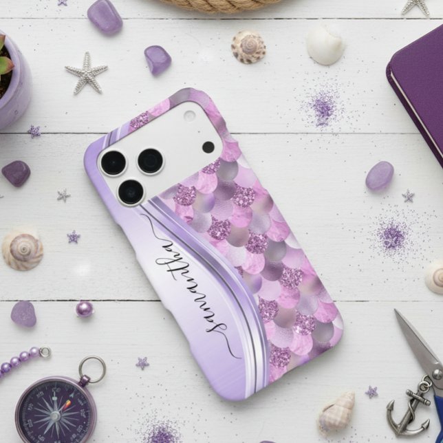 Mermaid Scales Purple Handwritten Name Metal (Creator Uploaded)