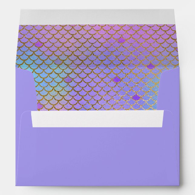 Mermaid Scales Purple Pastels Gold 5X7 Envelope (Back (Bottom))