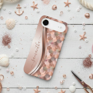 Mermaid Scales Rose Gold Handwritten Name Metal