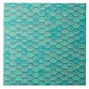 Mermaid Scales Sea Green ocean pattern Tile