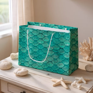 Mermaid Scales Sea Green Turquoise Large Gift Bag