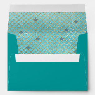 Mermaid Scales Teal Gold 5X7 Envelopes