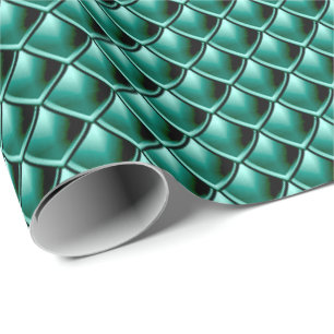 Mermaid Scales Teal Green Tropical Dragon Skin Wrapping Paper