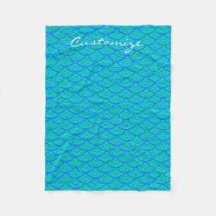 mermaid scales Thunder_Cove blue/aqua Fleece Blanket