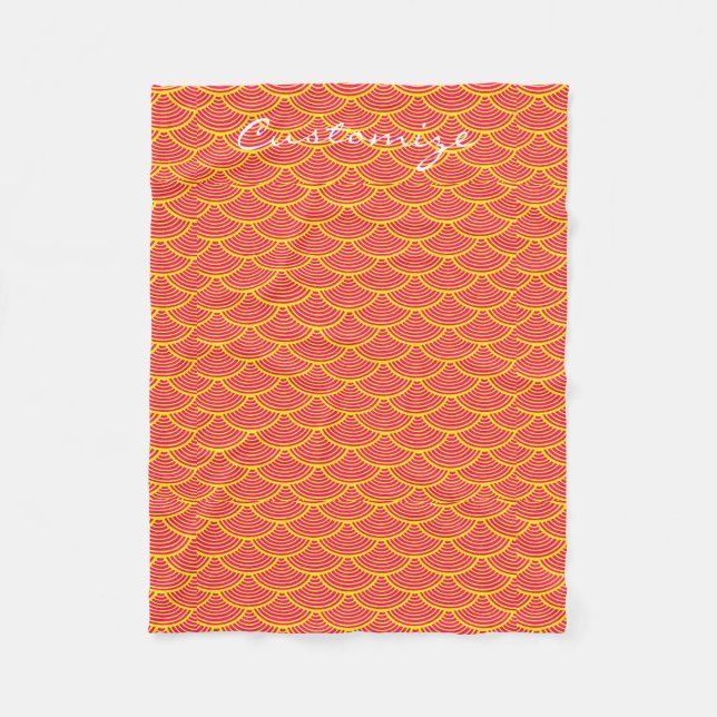 mermaid scales Thunder_Cove red/orange Fleece Blanket (Front)
