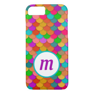 Mermaid Scales Trendy Colourful Monogram Case-Mate iPhone Case
