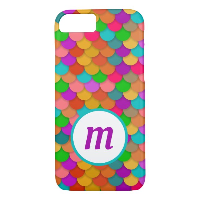 Mermaid Scales Trendy Colourful Monogram Case-Mate iPhone Case (Back)
