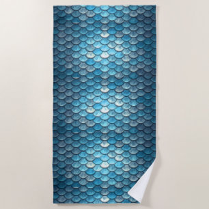 Mermaid Scales Turquoise Beach Towel