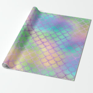 Mermaid Scales Unicorn Fairly Pink Purple Mint Wrapping Paper
